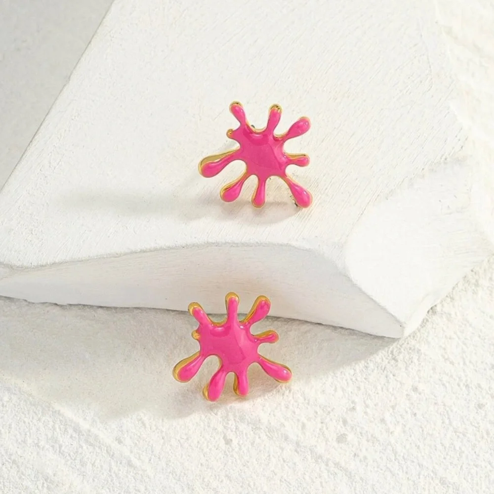 “Pink Paint Splatter” Fireworks Explosion Abstract Artsy Neon Droplet Rave Studs